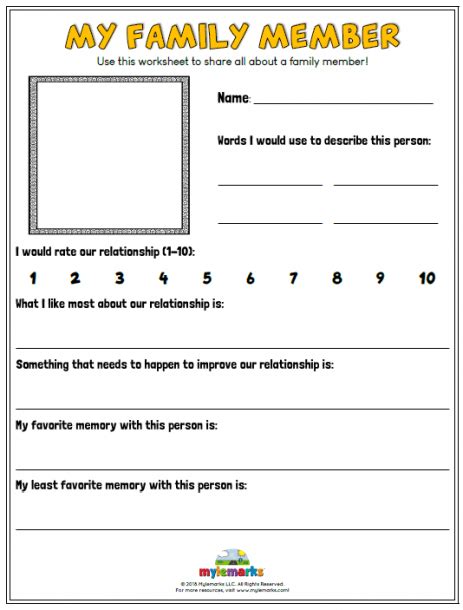 Family Therapy Worksheets Printables