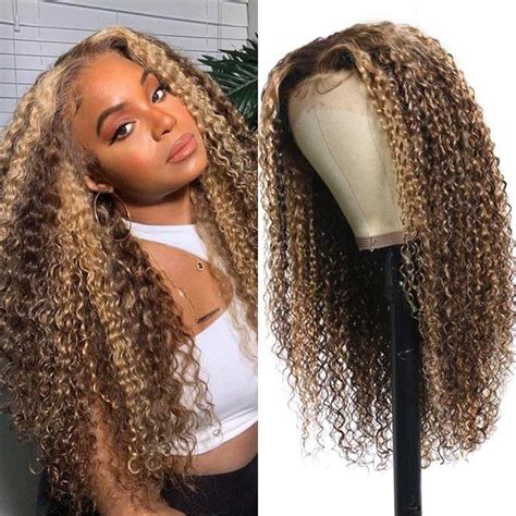 Jerry Curly Wig Piano Color 13x4 Lace Frontal Wig 180 Density Honey Blonde