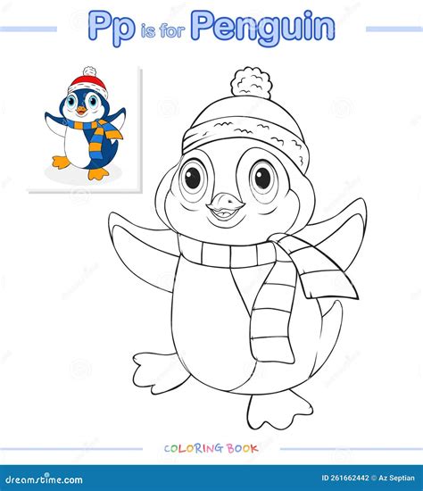 Kids Coloring Books or Coloring Pages Penguin Illustration Stock Vector - Illustration of ...