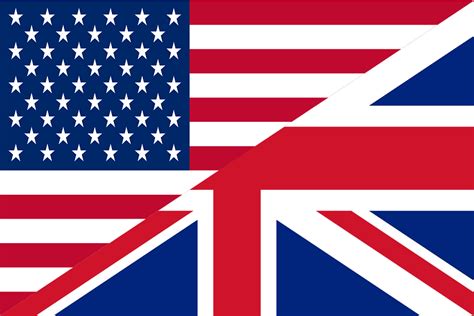 Bandera del Reino Unido Estados Unidos Comparación de inglés americano