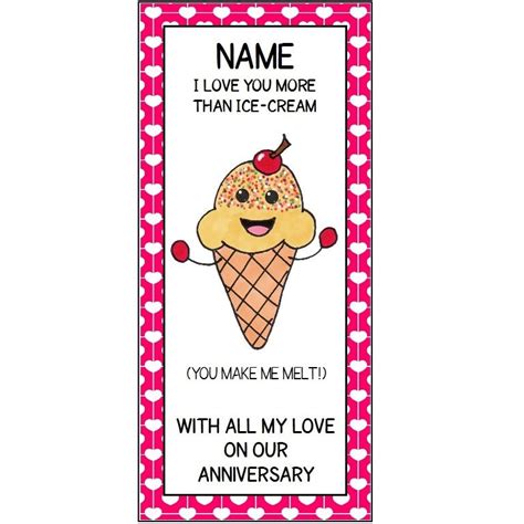 Ice Cream Anniversary Card Personalised Love You More By Shellsccc