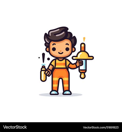 Cartoon kid with science tools and happy Vector Image