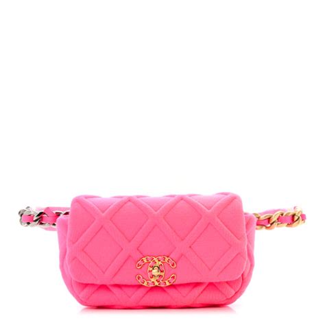 CHANEL Jersey Quilted Chanel 19 Waist Bag Pink 1293957 | FASHIONPHILE