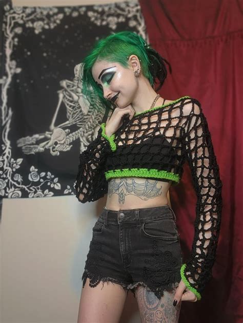 My New Crocheted Mesh Croptop🖤 Rknittinggonewild