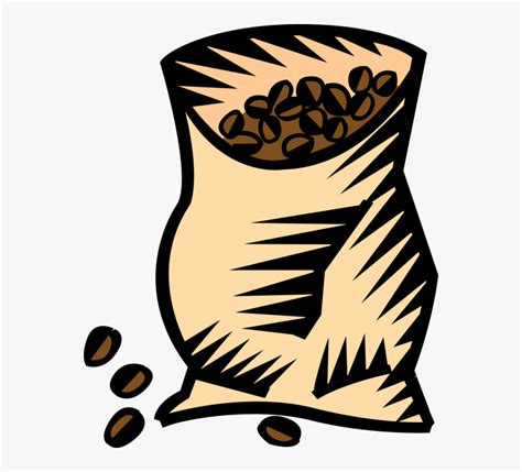 Vector Illustration Of Bag Of Coffee Bean Seed Of The Transparent