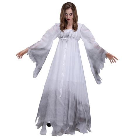 Mulheres Assustadoras Fantasma Noiva Cosplay Uniformes Conjunto Vestido