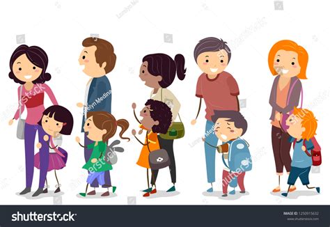 Children Lining Up At School Clip Art