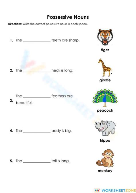 Possessive Nouns Worksheet For 1st Grade Free Printable Worksheets