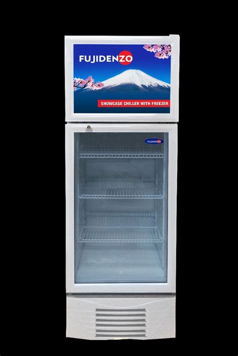 Fujidenzo Cu Ft Upright Showcase Glass Door Chiller With Top Freezer