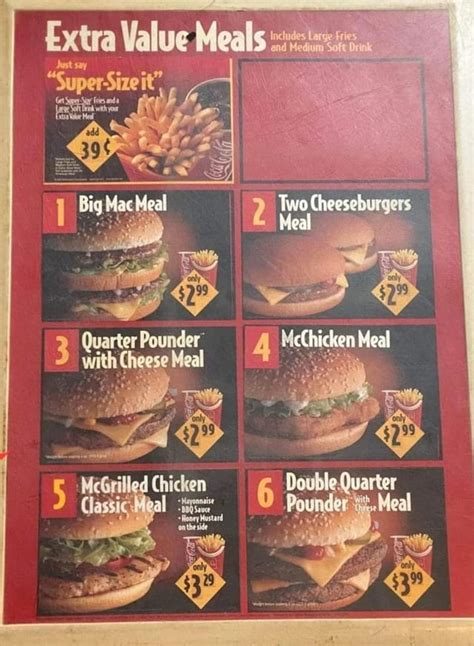 Mcdonalds Extra Value Meals R Nostalgia