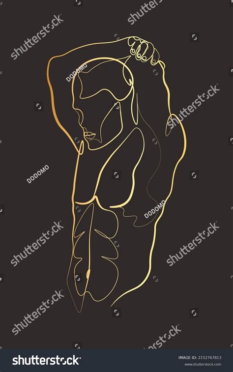 Continuous Line Male Figure Naked Strong Stock Vector Royalty Free