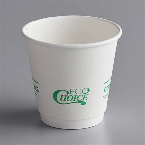 EcoChoice Oz Smooth Double Wall White Compostable Paper Hot Cup Pack