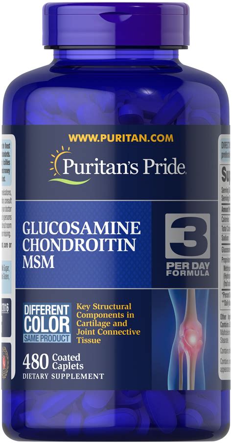 Puritan S Pride Double Strength Glucosamine Chondroitin And Msm Joint Soother 480 Caplets