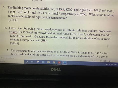 Answered 5 The Limiting Molar Conductivities  Bartleby