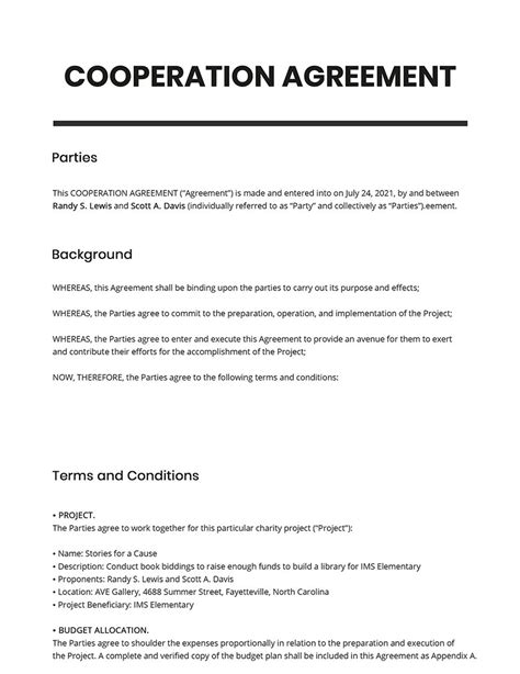 Example Of Cooperative Relationship Between Investor And Manager At