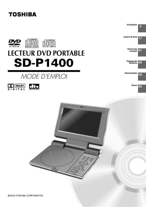 Notice TOSHIBA SD P1400 Lecteur Dvd Blu Ray Portable Trouver Une