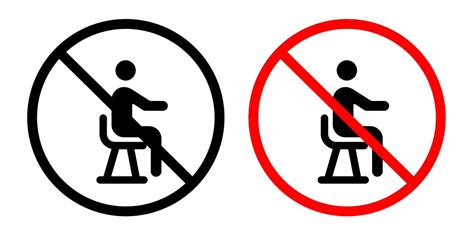 No sitting sign icon set ban Royalty Free Vector Image