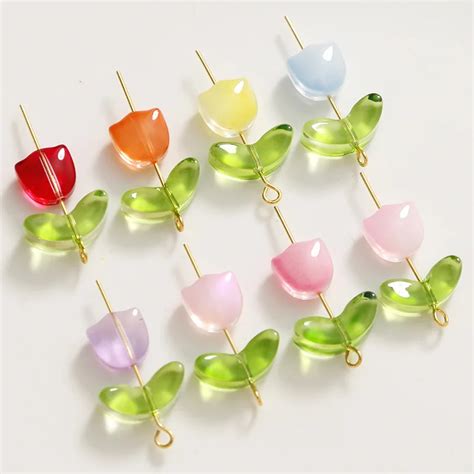 Teile Los Mm Tulpen Blume Lampwork Perlen Multicolor Glas Flora