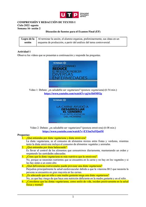 S S Discusi N De Fuentes Para Examen Final Agosto Comprensi N