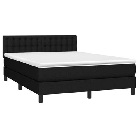 YOSOO Lit à sommier tapissier avec matelas Noir 140x200 cm Tissu