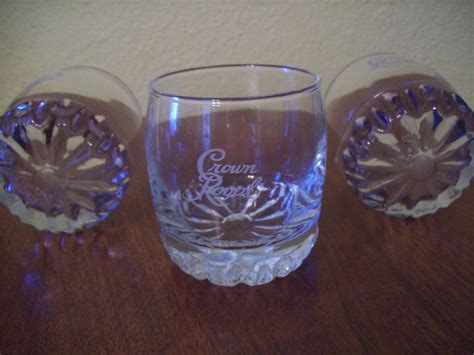 Vintage Crown Royal Whiskey Rock Glasses With Etching Set Of