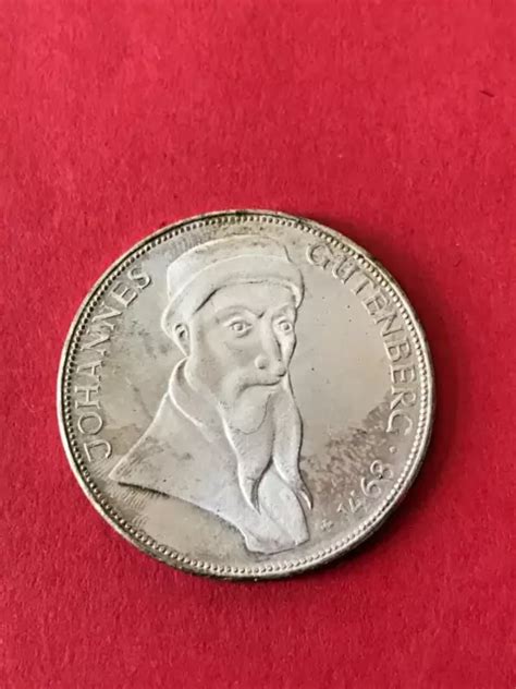 BRD 5 DM Silbermünze Johannes Gutenberg von 1968 G EUR 5 21