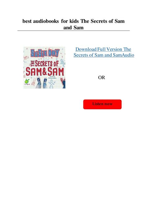 Best Audiobooks For Kids The Secrets Of Sam And Sam