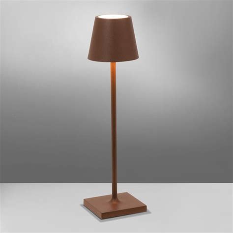 Zafferano Poldina Pro Micro Akku Tischleuchte LED Mit Dimmer Corten