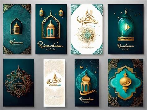 Ramadan Kareem Conjunto De Carteles O Invitaciones Dise O Ilustraci N