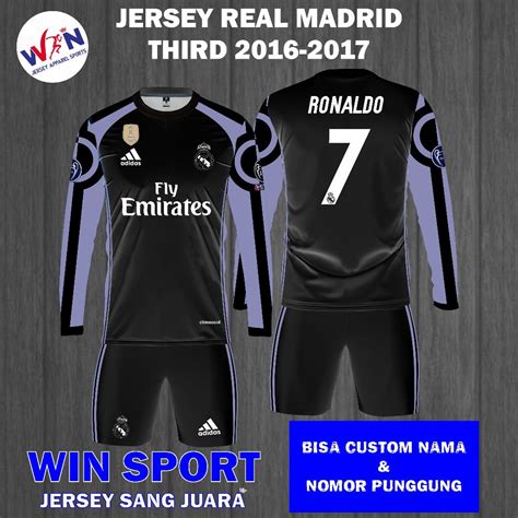 Jual Stelan Sepak Bola Jersey REAL MADRID THIRD 2016 2017 Lengan