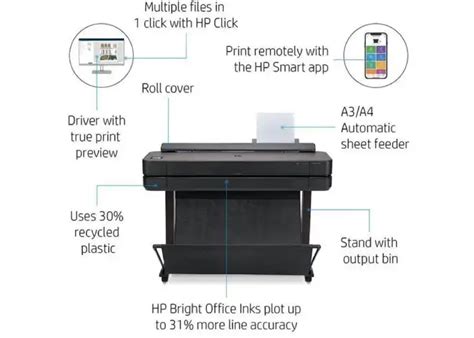 HP DesignJet T730 Large Format Wireless Plotter Printer 36 With Security Features (F9A29D ...