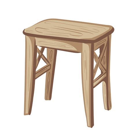 Wooden Stool With Four Legs On A White Background Interior Component