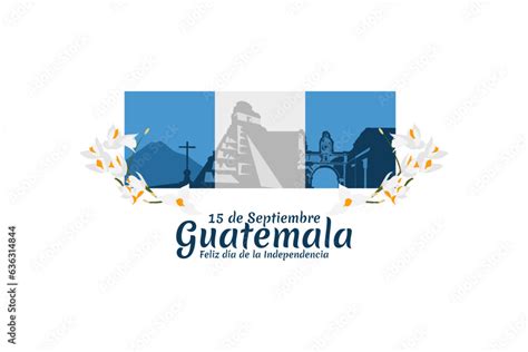 Vecteur Stock Translation September 15 Guatemala Happy Independence