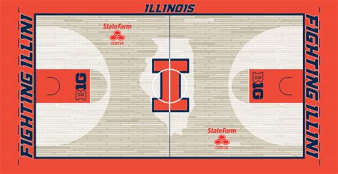 Illini Basketball Illini Basketball Court Design On The State Farm Center Seating Chart