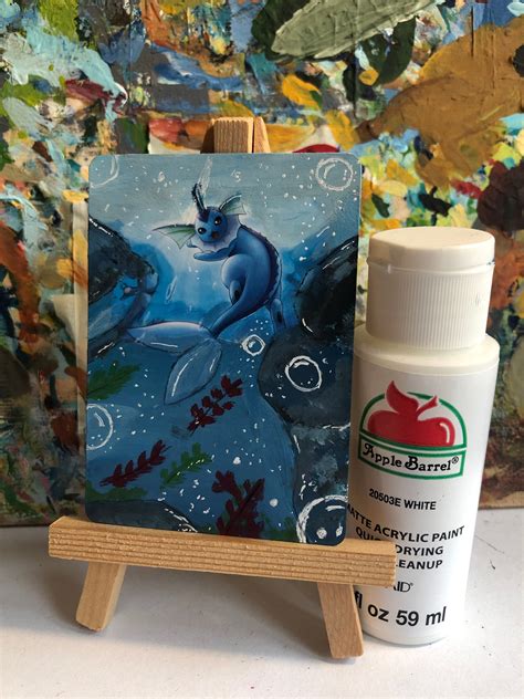 Vaporeon Altered Painted Pokémon Card Handmade Etsy