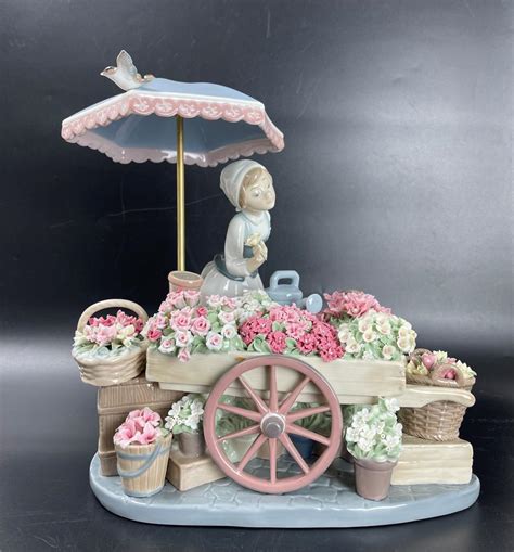 Bid Now Lladro Flowers Of The Season Woman Porcelain Figurine