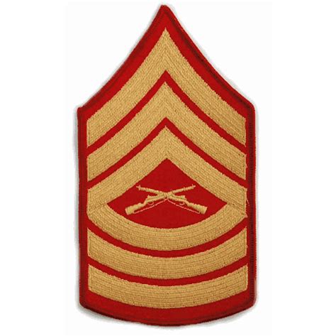 Usmc Master Sergeant E Gold On Red Embroidered Chevrons Marine