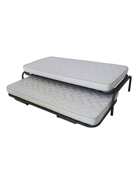 Pack Lit Gigogne Avec 2 Matelas Strata AKITEN RETAIL Gris Kiabi