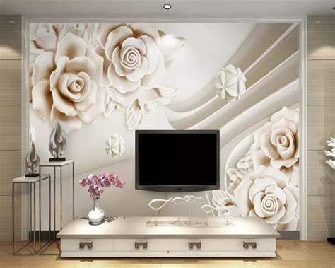 Beibehang Behang Papel De Parede 3d Wallpaper Embossed Rose Flower