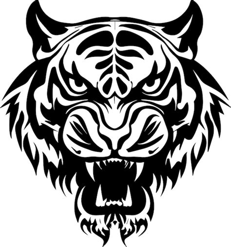 Ilustra O De Tatuagem De Rosto De Tigre Vetor Premium