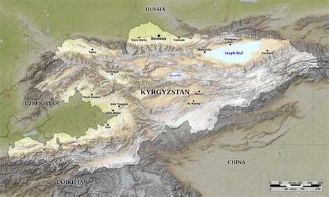 Blue Green Atlas Free Relief Map Of Kyrgyzstan