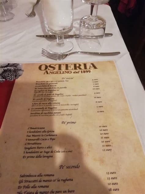 Menu At Osteria Angelino Dal Restaurant Milan