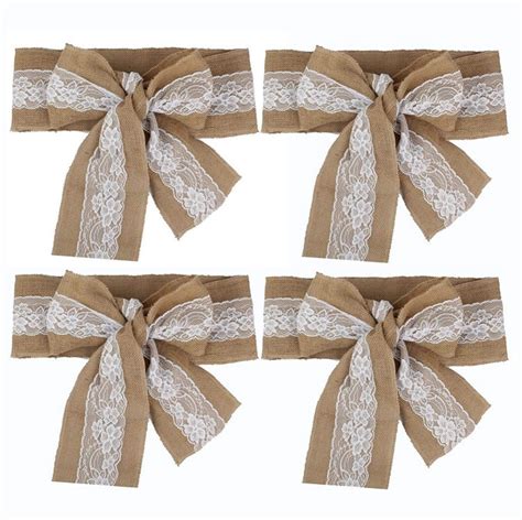 Burlap blonde sash sæt jute bordløber stol sash bo Grandado