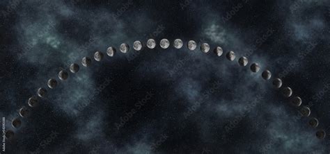 Phases of the Moon, Lunar cycle Stock Illustration | Adobe Stock