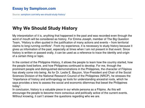 Why We Should Study History Free Essay Sample On Samploon