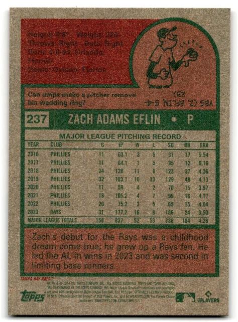 Topps Heritage Zach Eflin Tampa Bay Rays Ebay