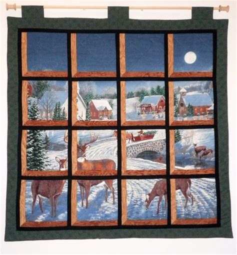 Fabric Wall Hanging Attic Window Of A Winter By Jamiespatchwork