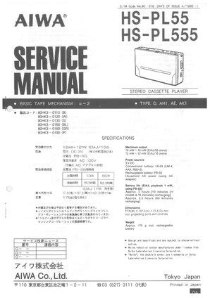 Aiwa Hs Pl Pl Service Manual Walkman Land