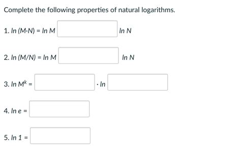 Solved Complete the following properties of natural | Chegg.com 