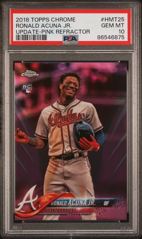 Ronald Acuna Jr Topps Chrome Update Hmt Pink Refractor Psa